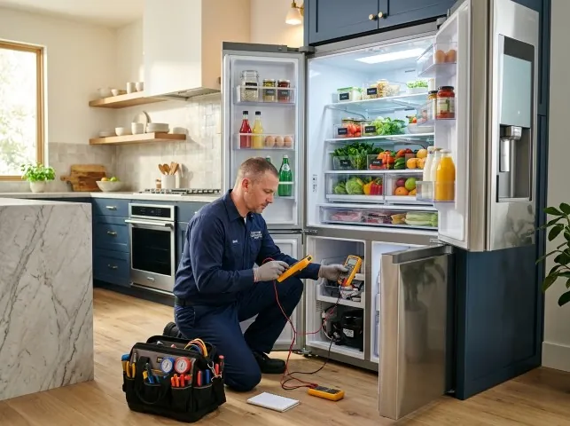 Appliance Repair Hero refrigerator technician testing a fridge on a Black Creek, WI service call
